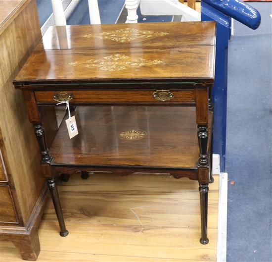 An Edwardian inlaid rosewood card table W.61cm